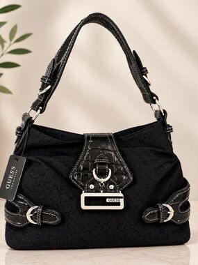 NWT GUESS DIAMOND HOBO BAG WITH TEXTURED LEATHER G logo print vintage Y2K BROWN